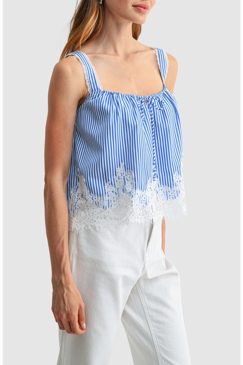 Lace Hem Babydoll Tank, Alternate, color, BLUE STRIPE