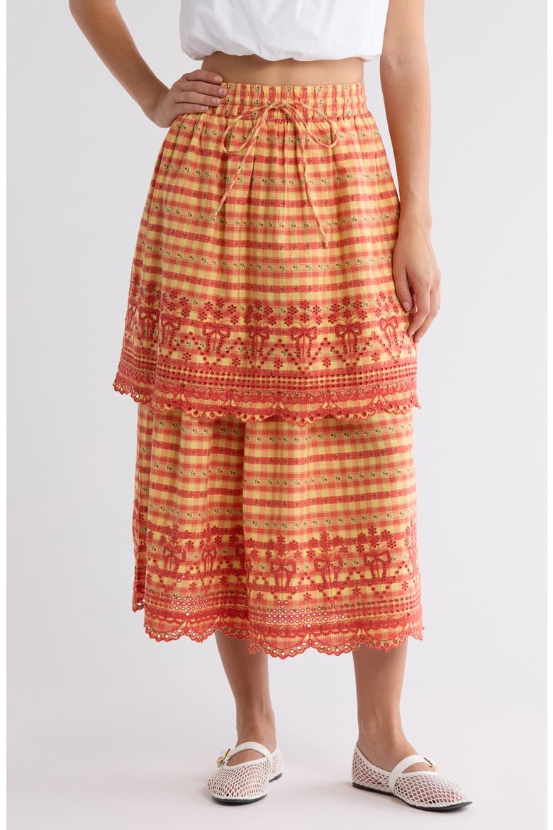 Cosette Rara Tiered Organic Cotton Midi Skirt, Main, color, ORANGE