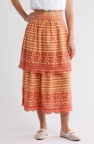 Damson Madder Cosette Rara Tiered Organic Cotton Midi Skirt