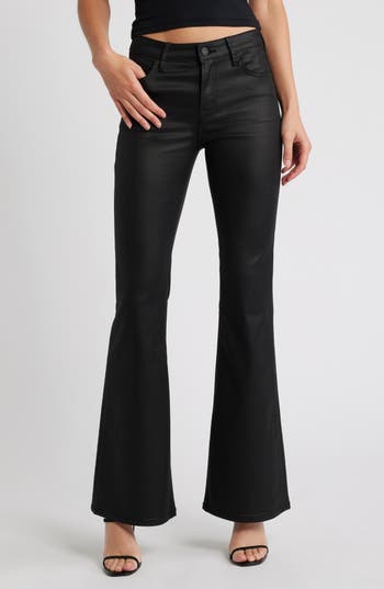 Hidden Jeans Coated Flare Jeans In Black