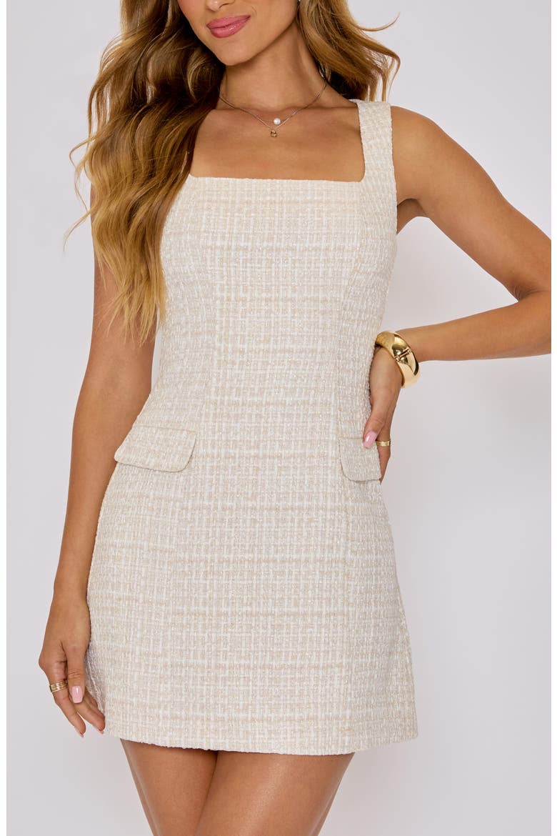 Sleeveless Tweed Minidress, Alternate, color, CREAM