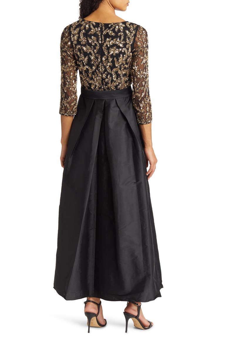 Sequin Bodice Gown, Alternate, color, BLACK/ GOLD