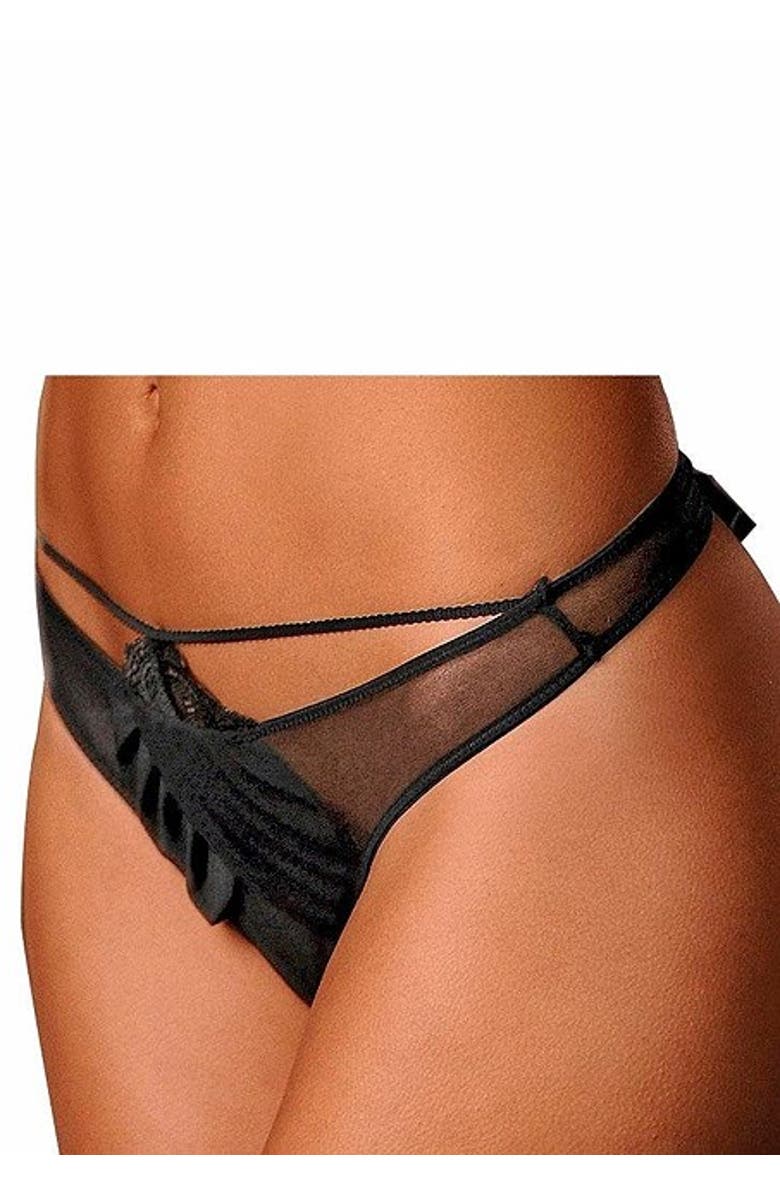 LASCANA Sheer Thong Panty, Alternate, color, Black