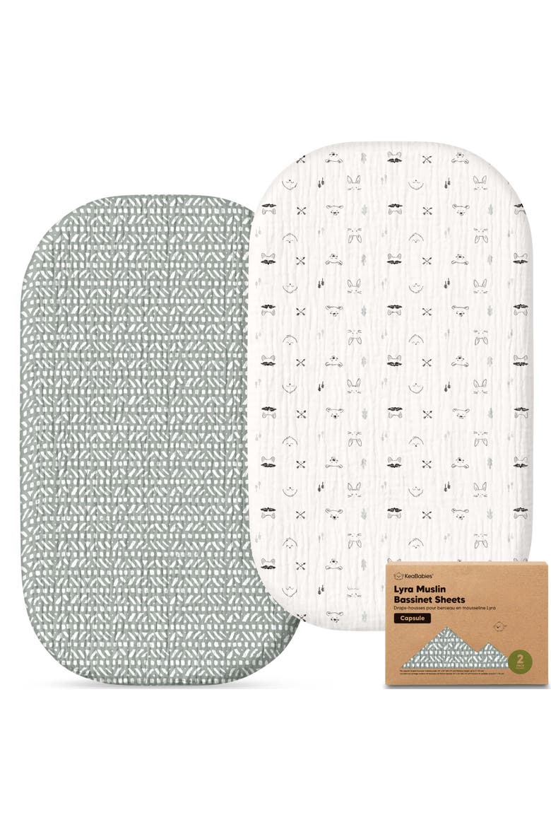 2-Pack Lyra Muslin Bassinet Sheets, Main, color, Nordic