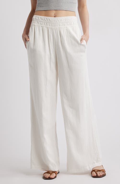 Treasure & Bond Linen Blend Smocked Waist Wide Leg Pants