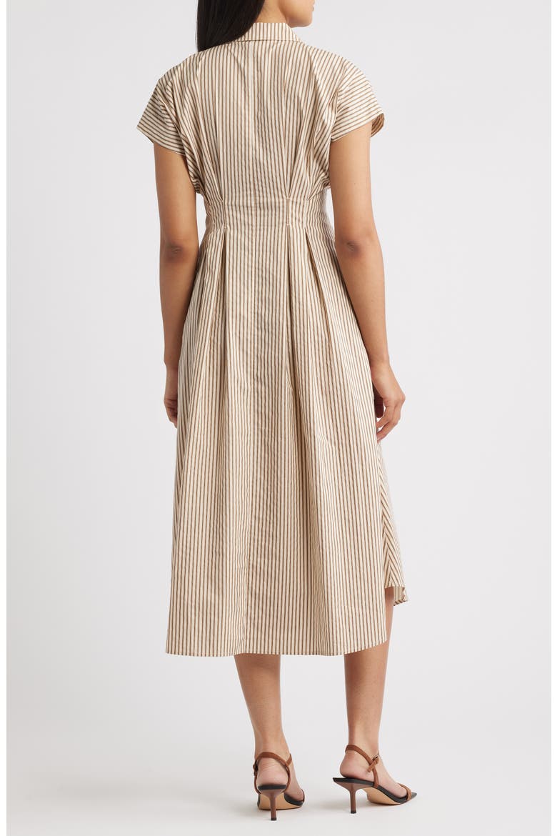 Stripe Belted Detail Cotton Shirtdress, Alternate, color, BROWN
