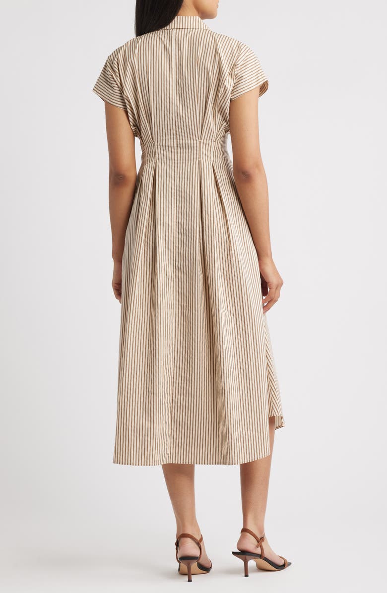 ZOE AND CLAIRE Stripe Belted Detail Cotton Shirtdress, Alternate, color, Brown