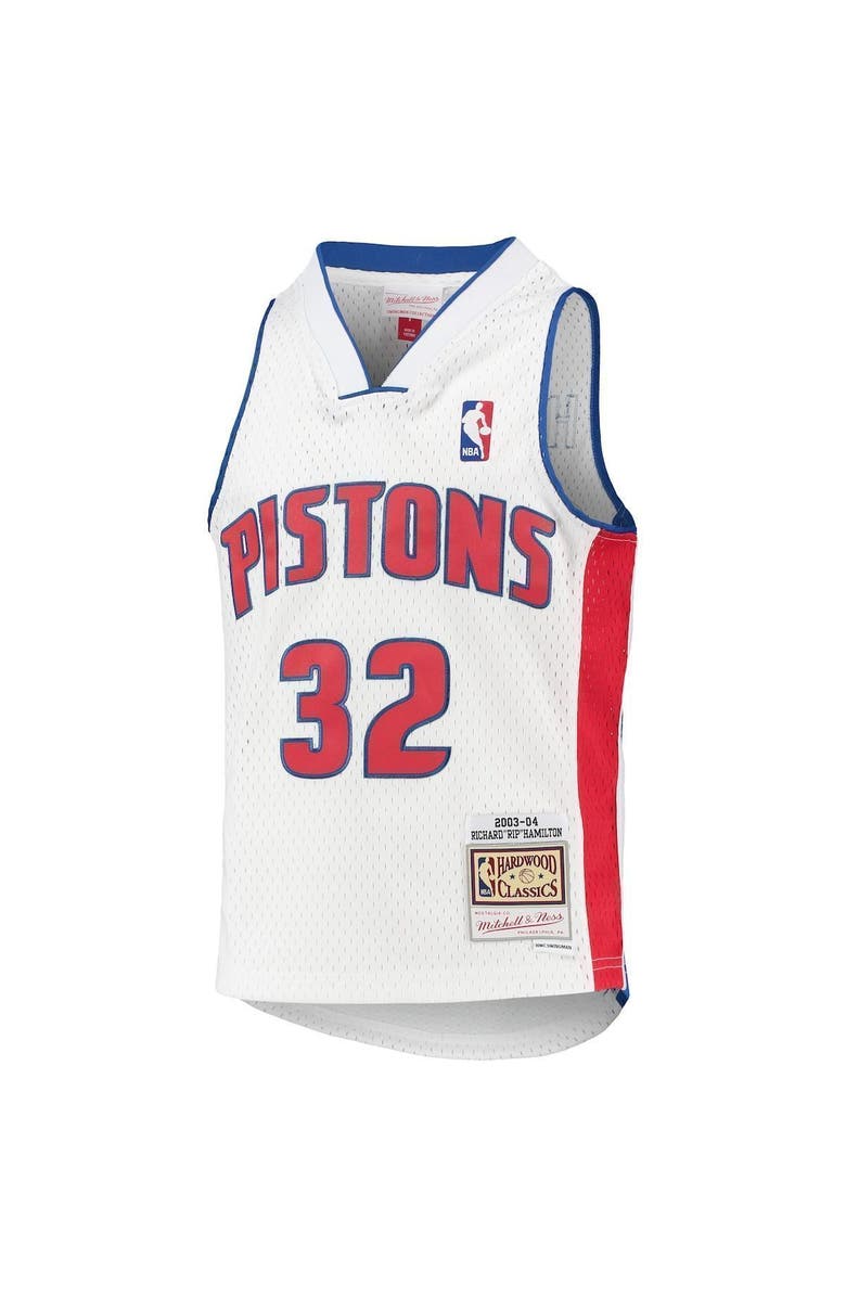 Mitchell & Ness Youth Mitchell & Ness Richard Hamilton White Detroit Pistons 2003/04 Hardwood Classics Swingman Jersey, Alternate, color, White
