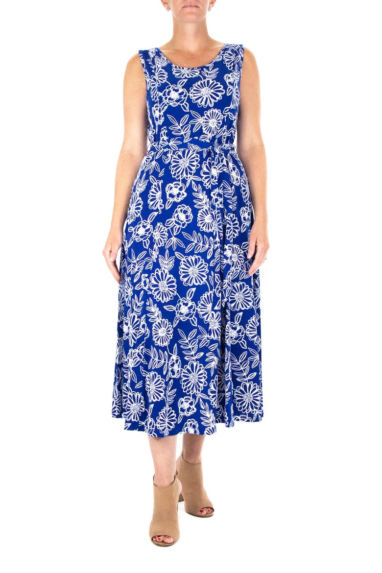 Crewneck Sleeveless Midi Dress, Main, color, DEEP SEA MULTI
