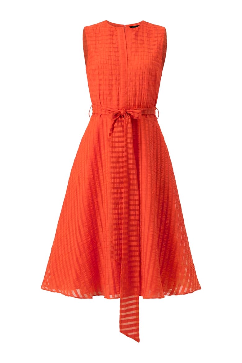 Midi A-Line Dress with Waist Tie, Alternate, color, Orange