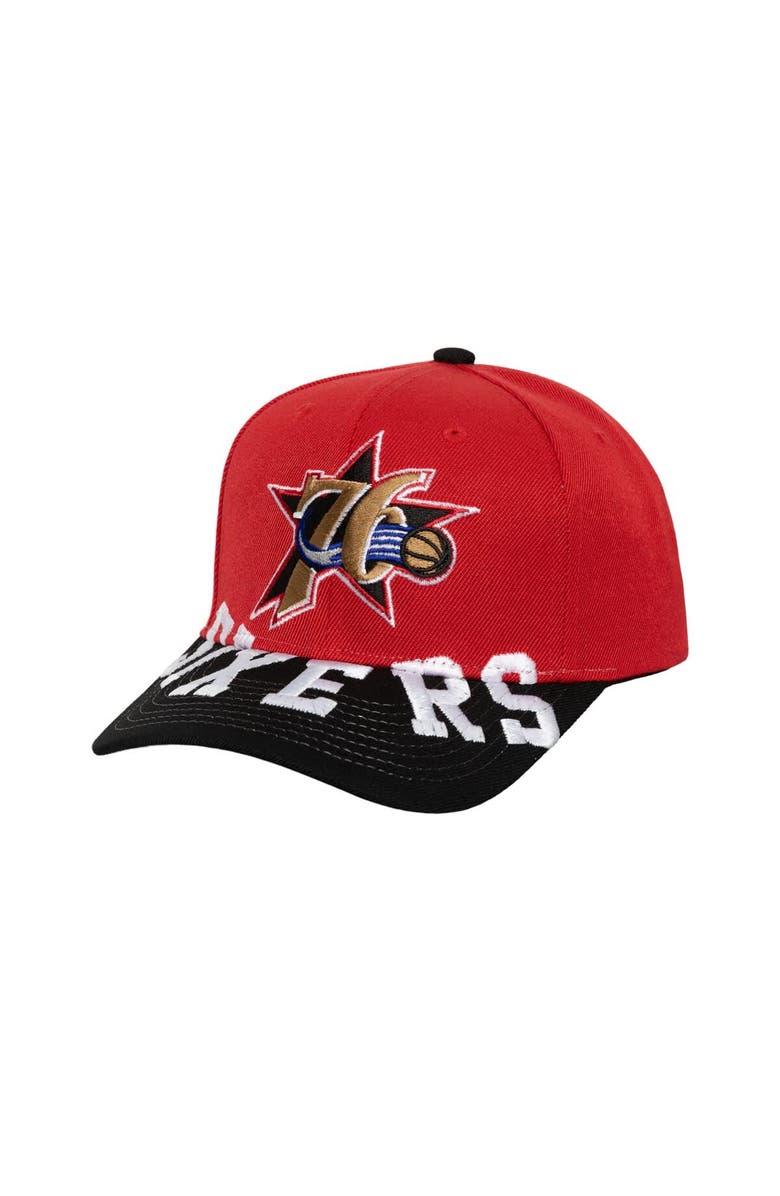 Mitchell & Ness Men's Mitchell & Ness Red/Black Philadelphia 76ers Underarch Two-Tone Pro Crown Snapback Hat, Main, color, Red