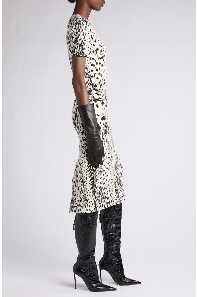 Lynx Jacquard Midi Dress, Alternate, color, WHITE/ BLACK/ GREEN