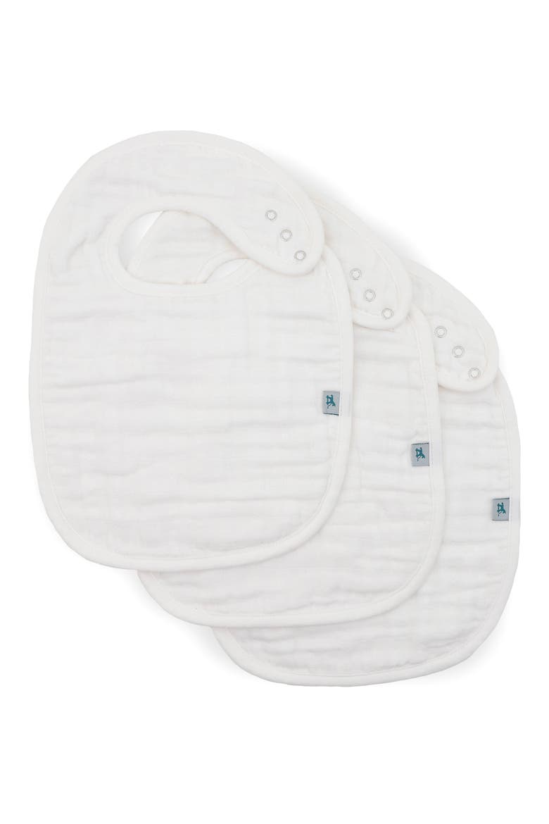 3-Pack Organic Cotton Muslin Bibs, Main, color, WHITE