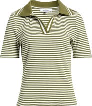 Bernardo Stripe Johnny Collar Polo