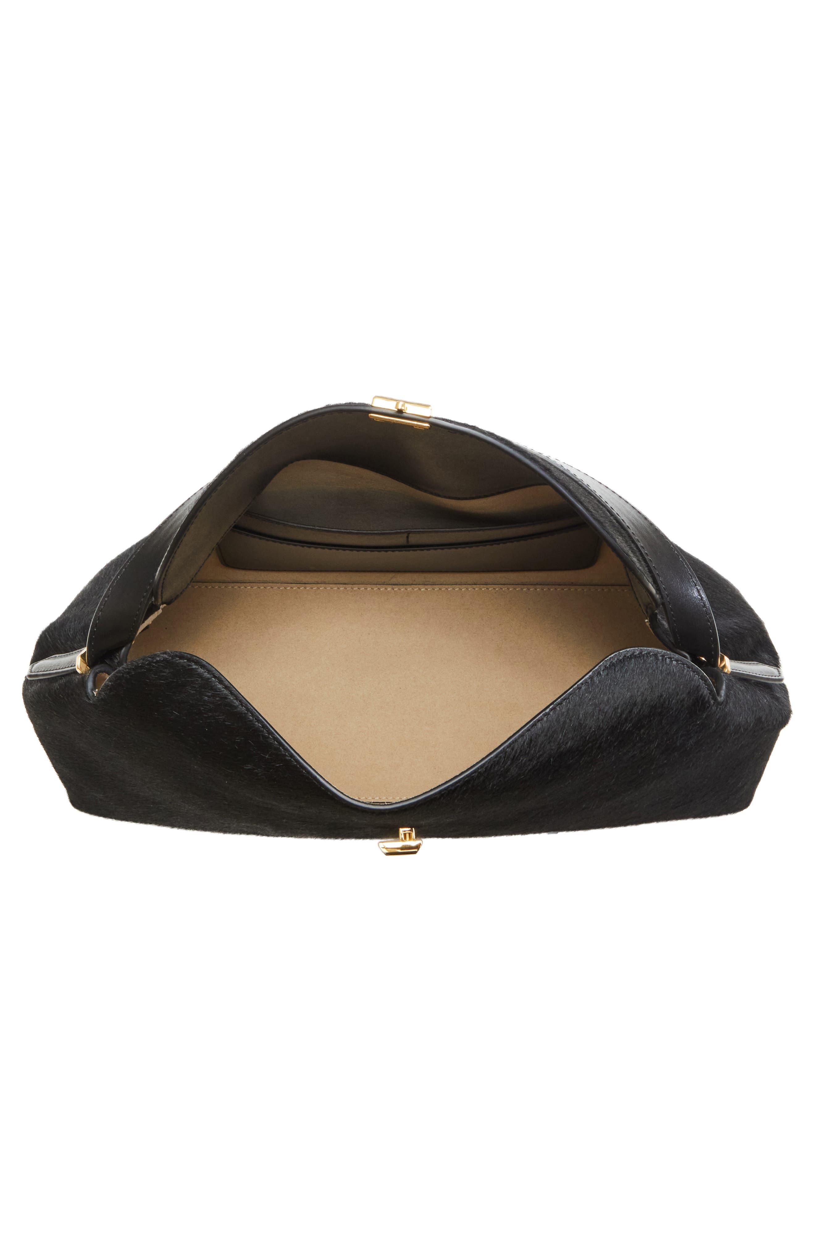 TOTEME T-Lock Genuine Calf Hair Top Handle Bag, Alternate, color, Black