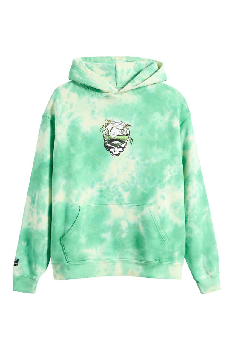 Grateful Dead Fesque Tie Dye Graphic Hoodie, Alternate, color, GREEN TIE DYE