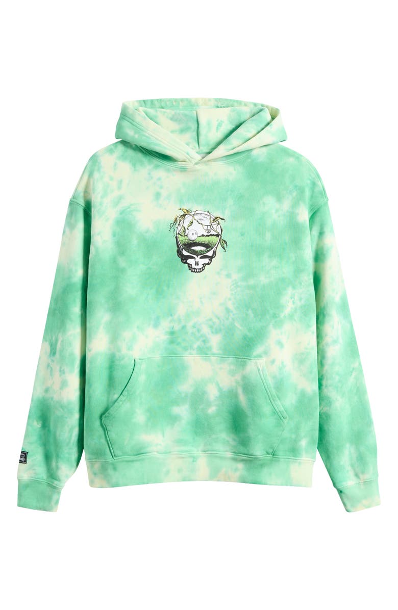 Malbon Golf Grateful Dead Fesque Tie Dye Graphic Hoodie, Main, color, Green Tie Dye