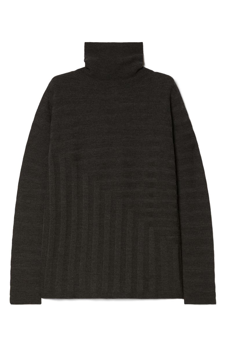 Marina Rinaldi Onde Virgin Wool Turtleneck Sweater, Alternate, color, Dark Grey
