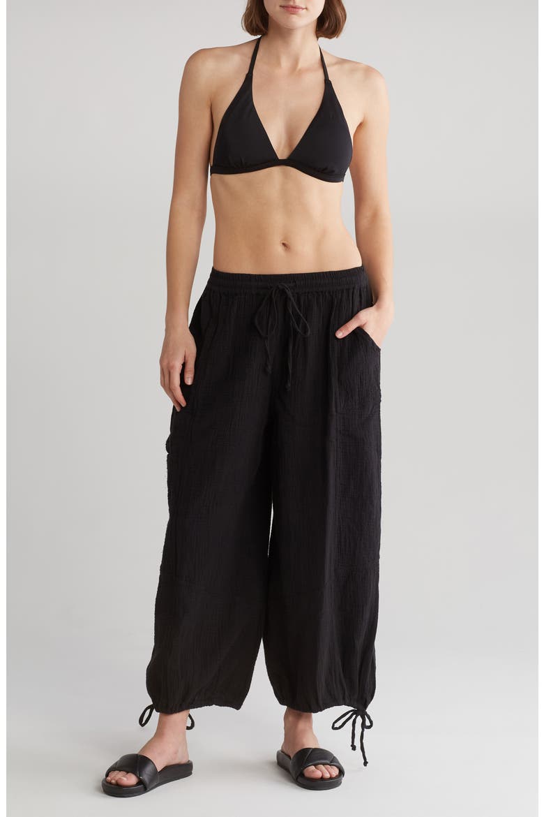 Double Gauze Cargo Pants, Main, color, BLACK