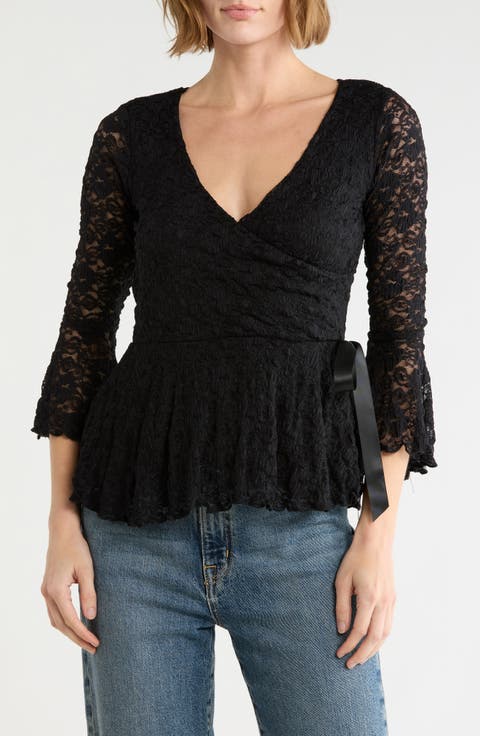 Lace Peplum Wrap Top