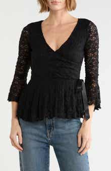 Lace Peplum Wrap Top
