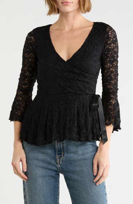Lace Peplum Wrap Top