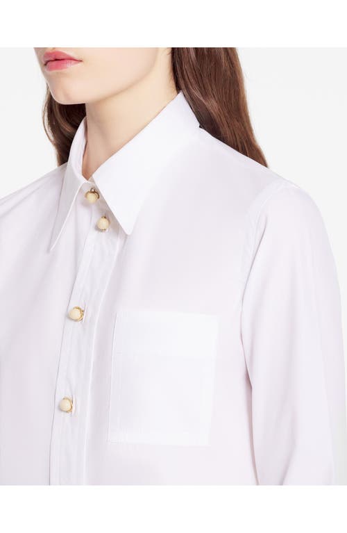 Lanvin Long Sleeve Shirt In Poplin In Optical White