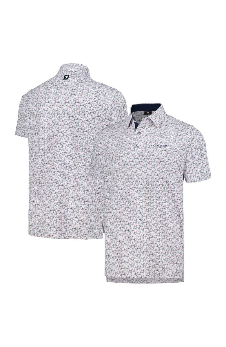 FOOTJOY Men's FootJoy White THE PLAYERS Golf Course Doodle Stretch Pique Polo, Alternate, color, White