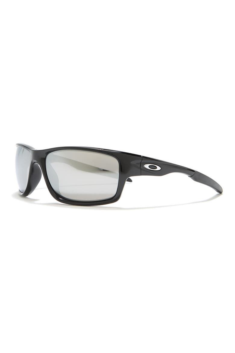 60mm Rectangle Sunglasses, Alternate, color, POLISHED BLACK / CHROME