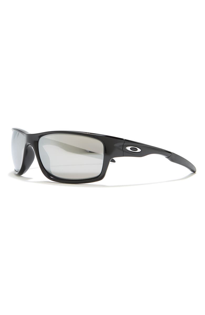 Oakley 60mm Rectangle Sunglasses, Alternate, color, Polished Black / Chrome