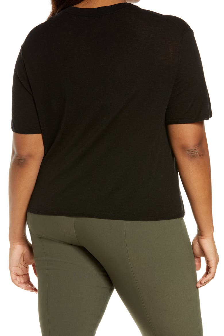 Easy Short Sleeve Wool & Cashmere Blend Sweater, Alternate, color, BLACK