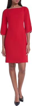 KARL LAGERFELD PARIS Pearly Bead Scuba Crepe Sheath Dress