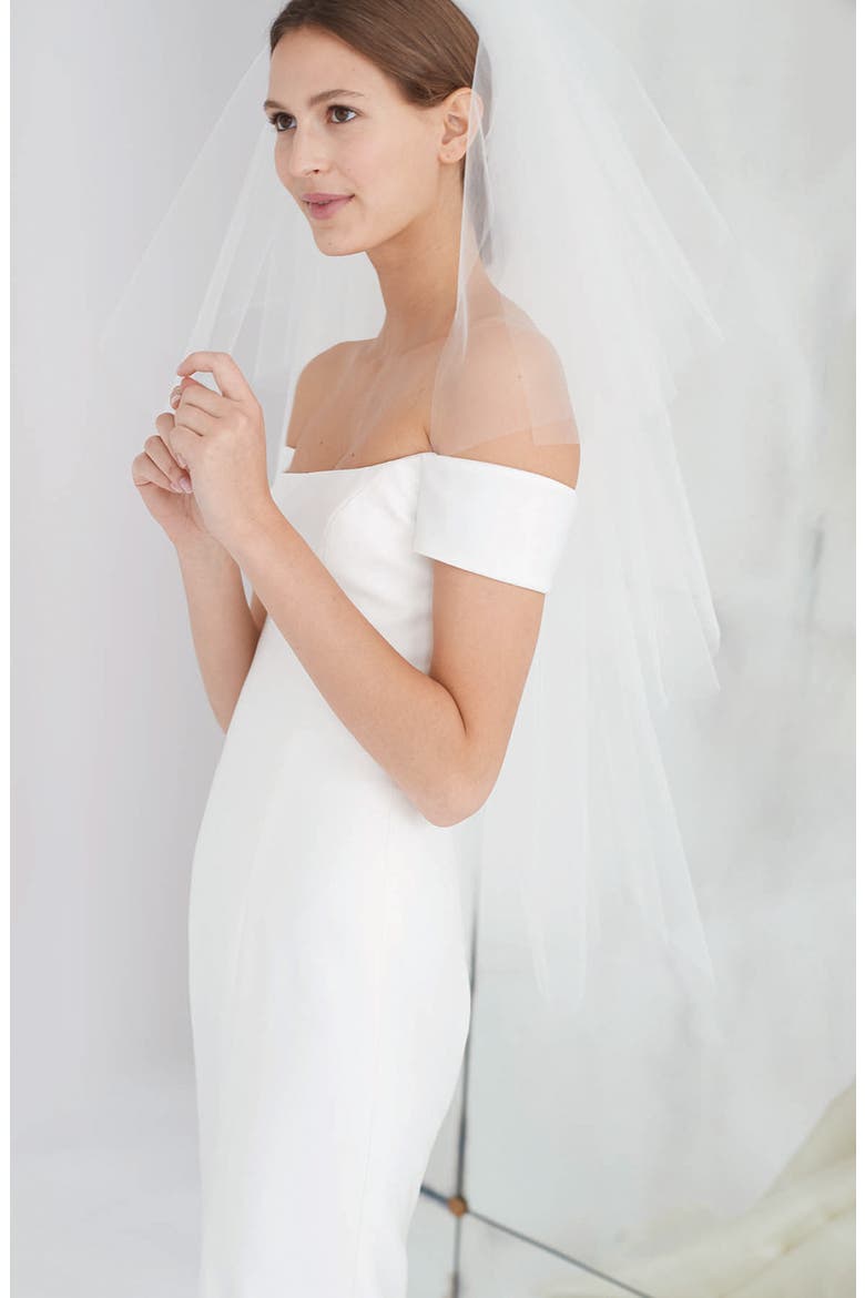 Greta Off the Shoulder Trumpet Gown, Alternate, color, IVORY