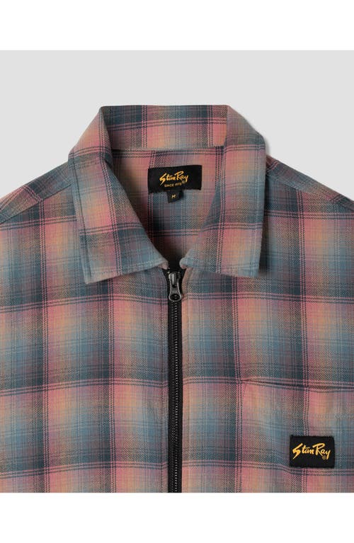 Stan Ray Plaid Zip Shirt Jacket In Pink/teal Plaid