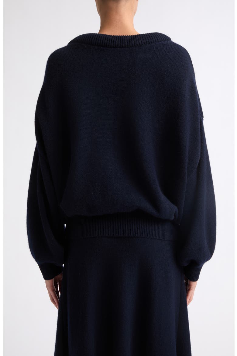Doria Padded Scoop Neck Cashmere Sweater, Alternate, color, NAVY