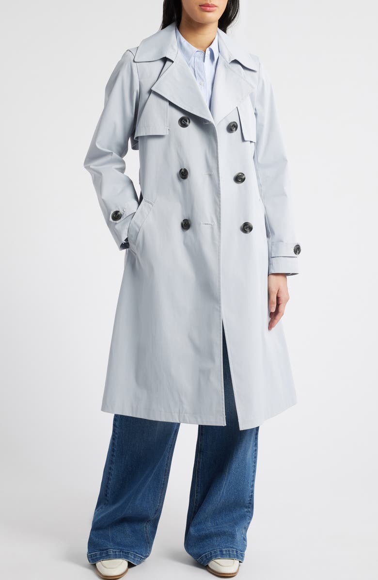 Sam Edelman Double Breasted Trench Coat, Alternate, color, Coastal Blue