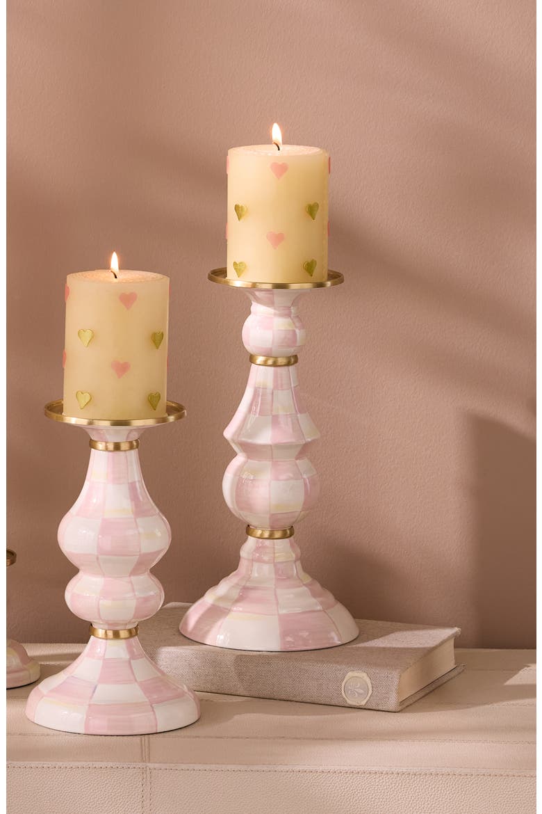 Rosy Check Large Pillar Candleholder, Alternate, color, ROSY