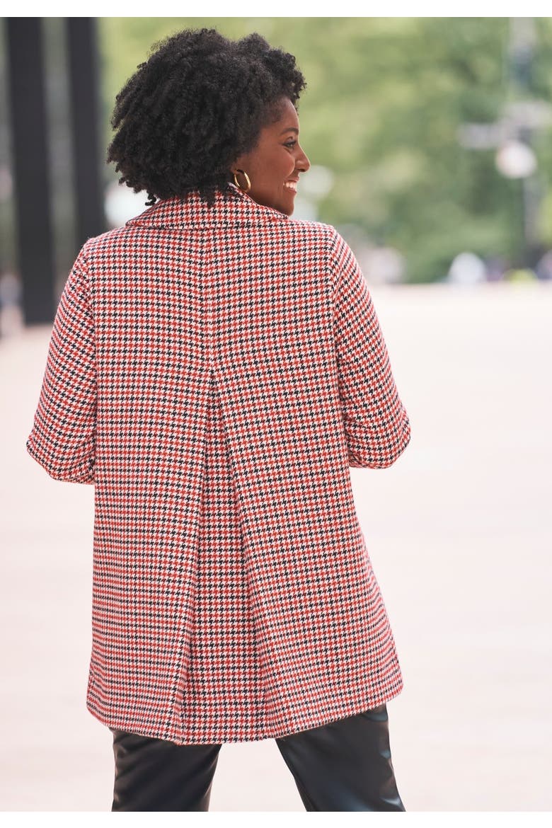 A Line Wool Peacoat, Alternate, color, RED BLACK MULTI HOUNDSTOOTH