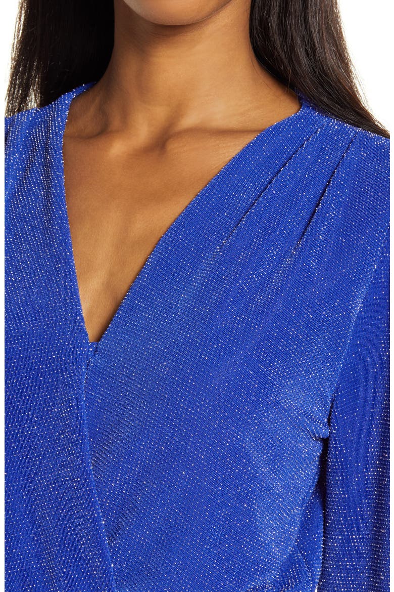 Metallic Long Sleeve Knit Romper, Alternate, color, COBALT
