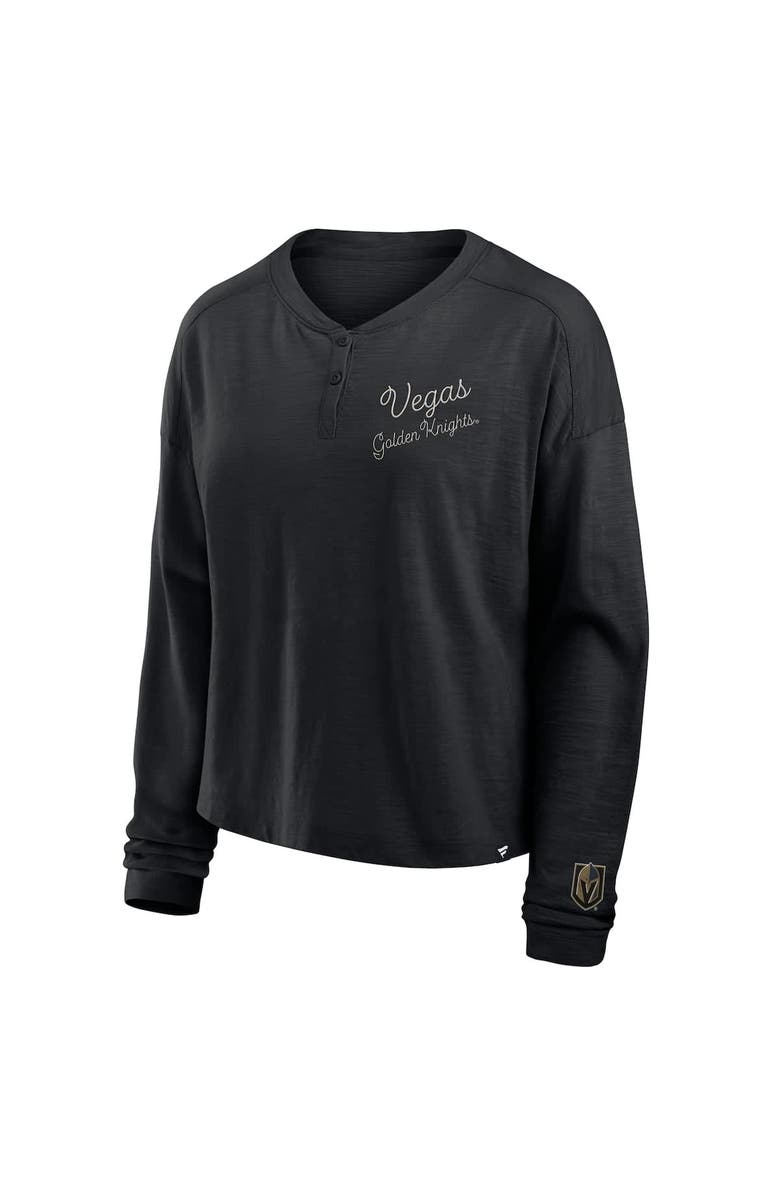 FANATICS Women
s Fanatics Black Vegas Golden Knights Oversized All Out Effort Long Sleeve Henley T-Shirt, Alternate, color, Black