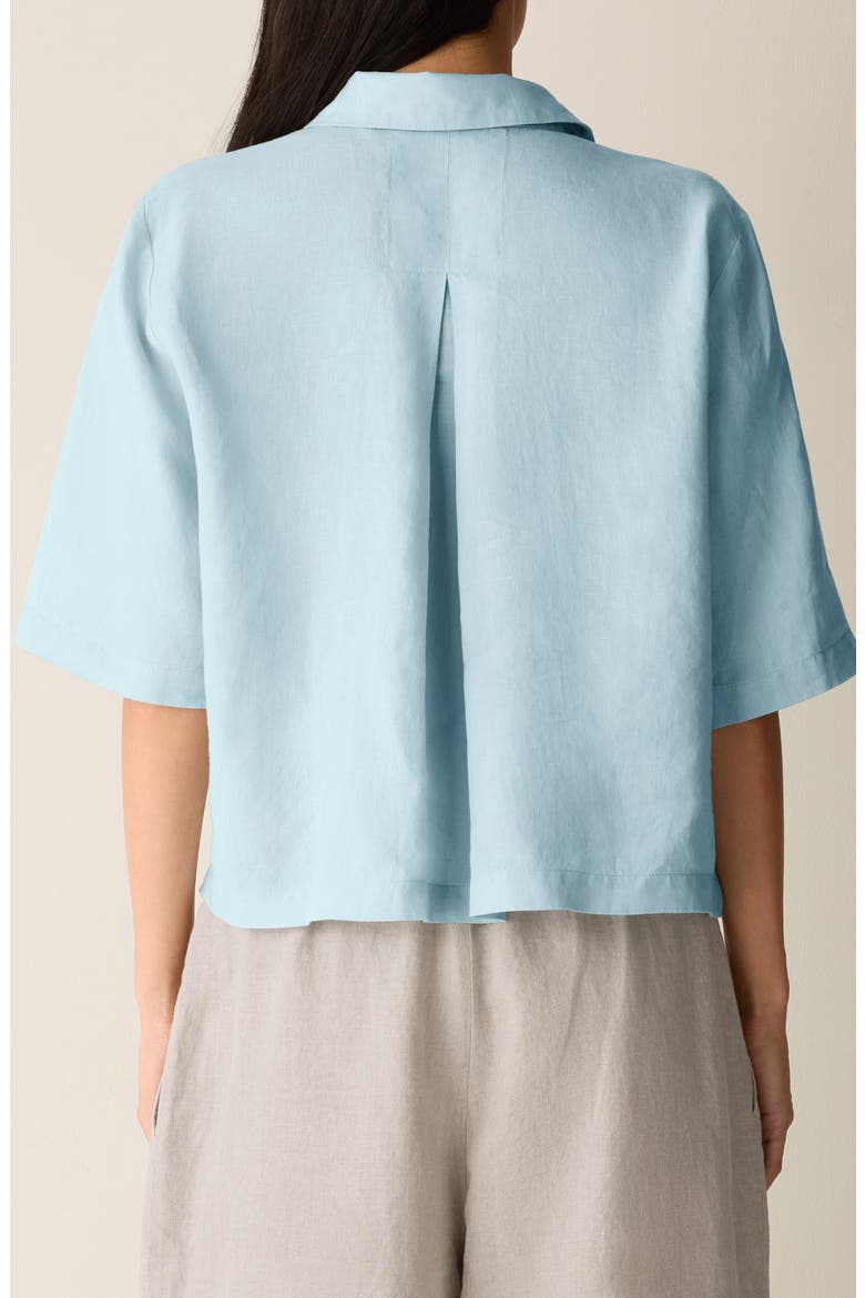 Classic Collar Elbow Sleeve Organic Linen Button-Up Shirt, Alternate, color, BREEZE