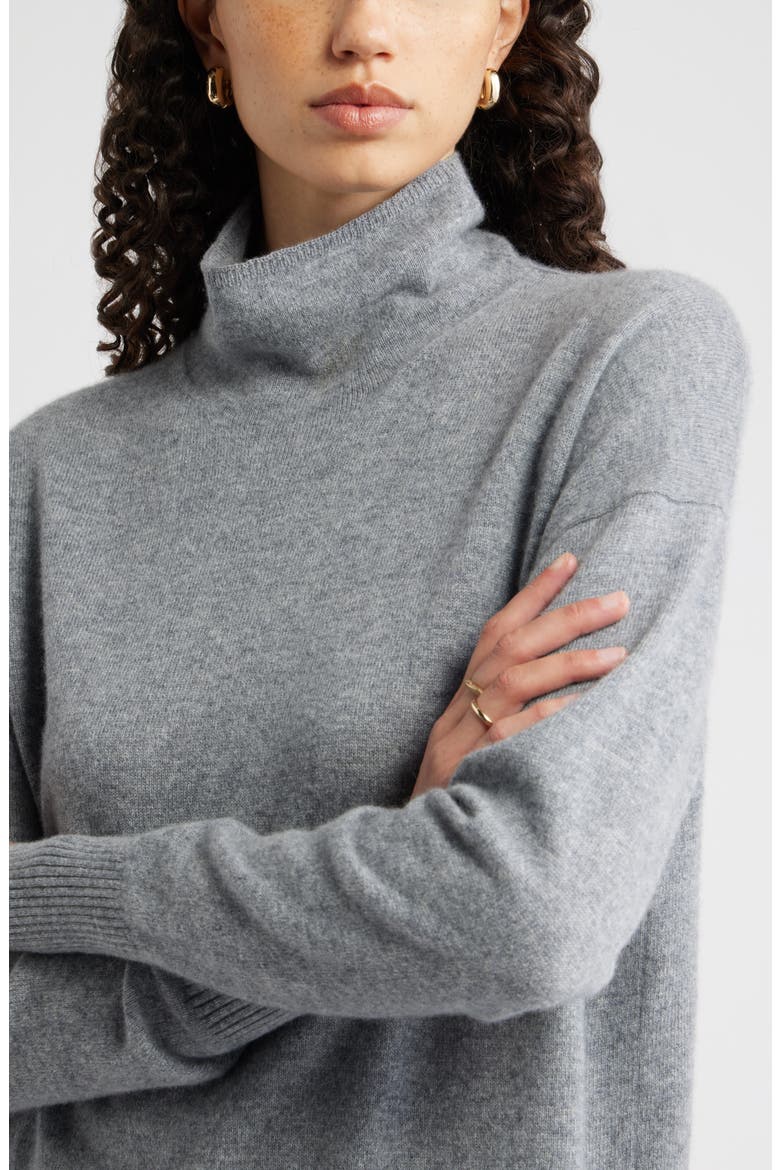 Oversize Cashmere Turtleneck Sweater, Alternate, color, GREY NIGHT