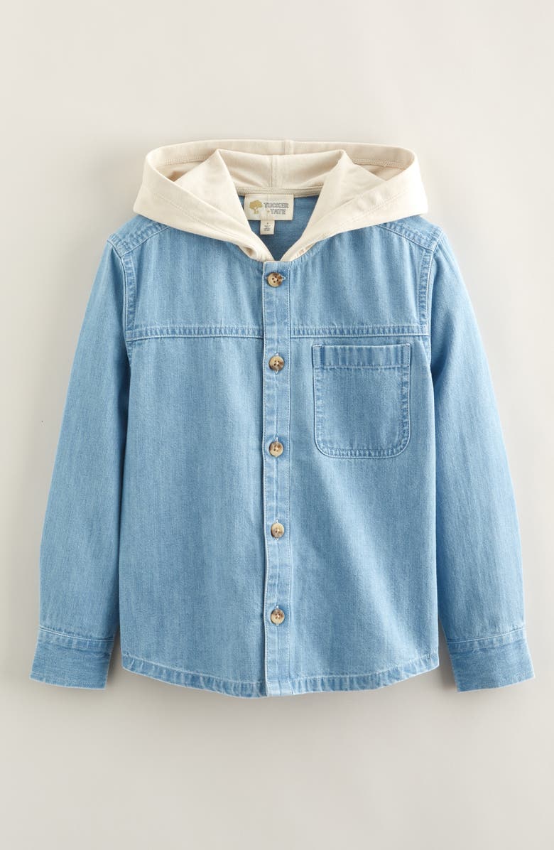 Tucker + Tate Kids' Hooded Button-Up Chambray Shirt, Main, color, 