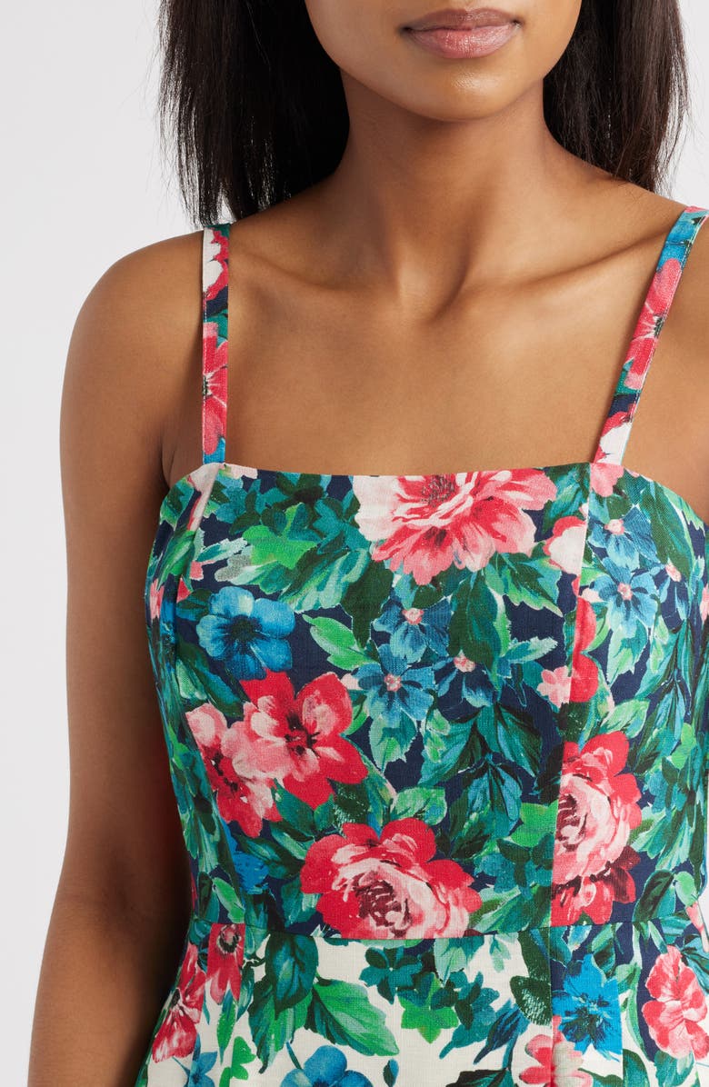 Tahari ASL Placed Floral Dress, Alternate, color, Cream Multi