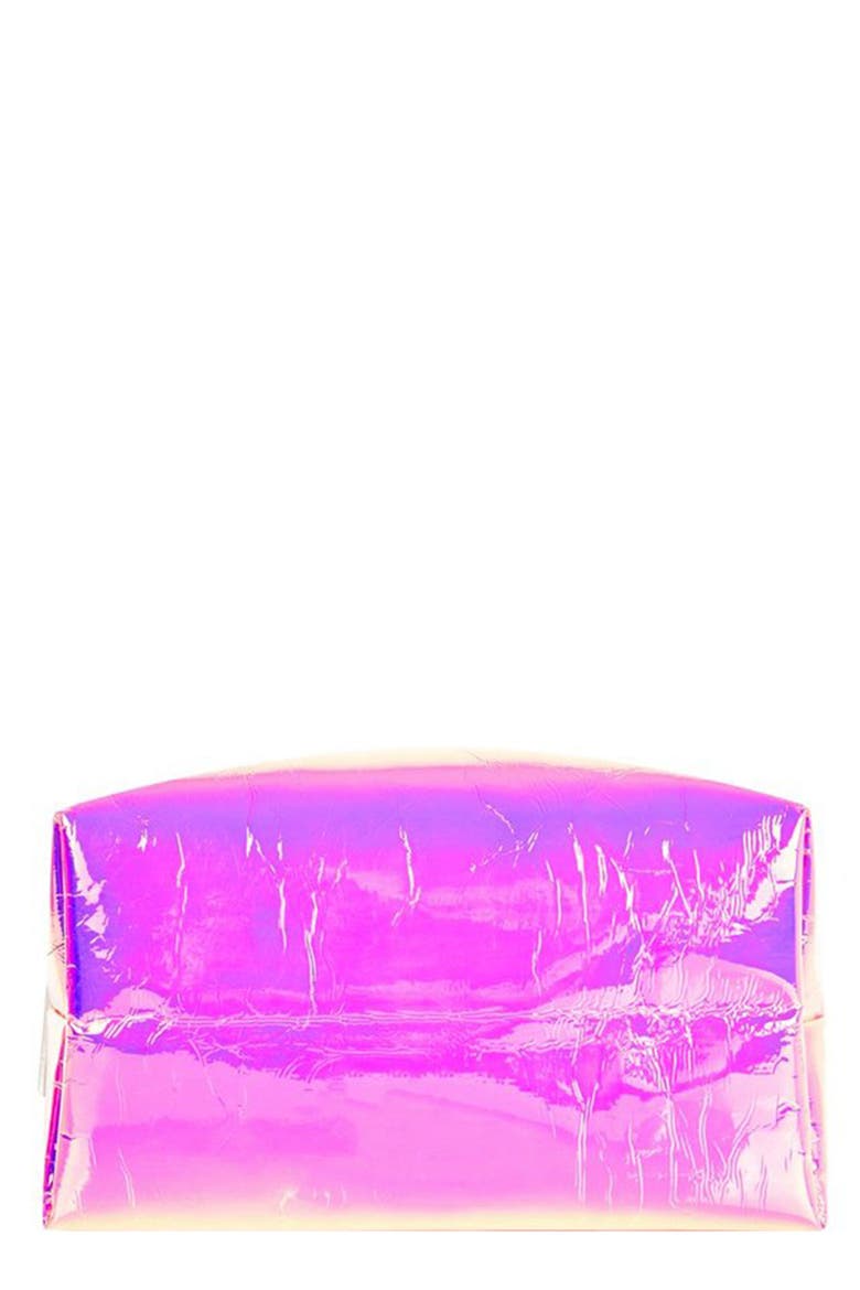 Skinny Dip Pink Hologram Cosmetics Bag, Main, color, NO COLOR