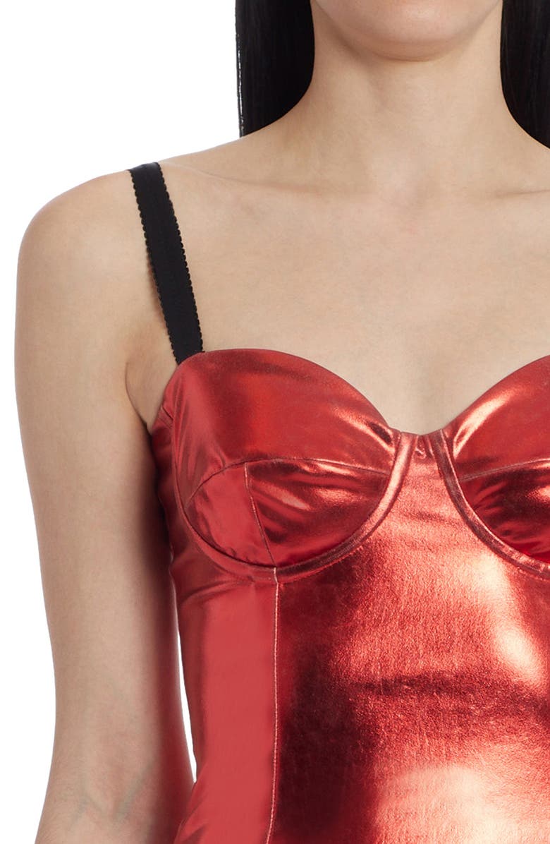 Dolce&Gabbana Laminated Bustier Sheath Dress, Alternate, color,
