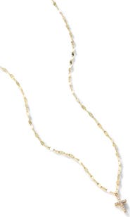 LANA 14K Gold Mini Diamond Cross Pendant Necklace