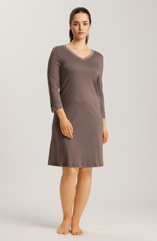 Hanro Cotton Lace Trim Nightgown In Stonewash