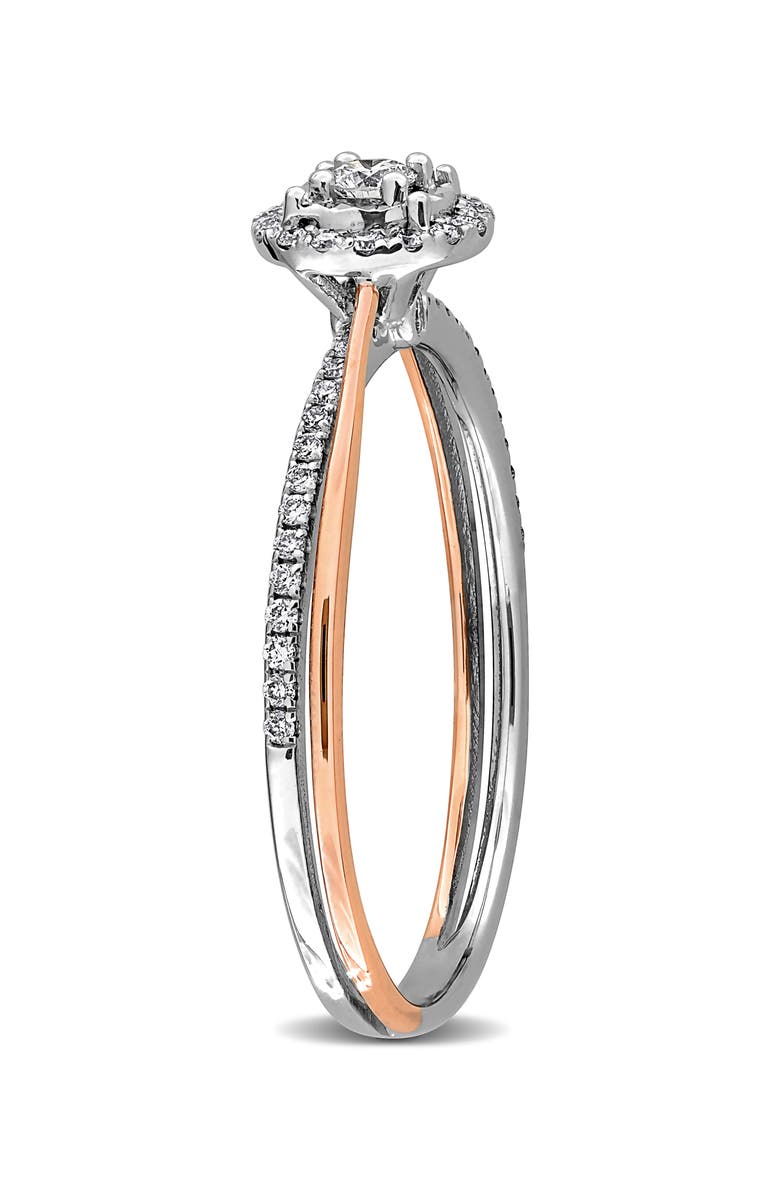Created Forever Two-Tone Lab Grown Diamond Halo Ring, Alternate, color, White