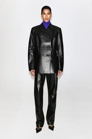 COS Leather Double-Breasted Blazer